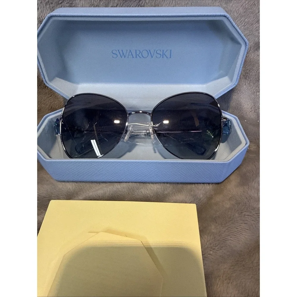SWAROVSKI Women's SK7002 Butterfly Sunglasses Light Blue*NEW IN CASE*